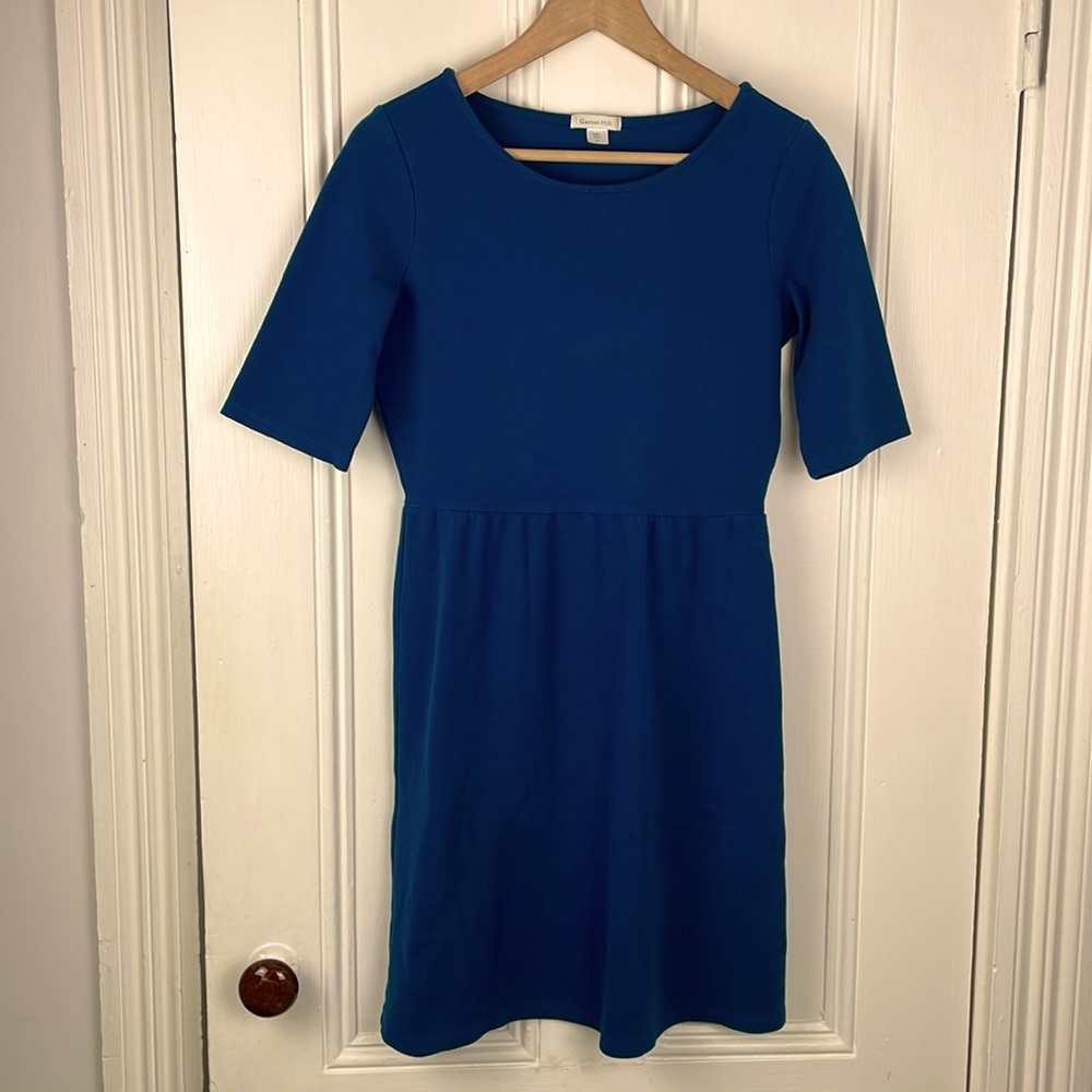 Garnet Hill Ponte Knit Dress in Deep Blue/Green